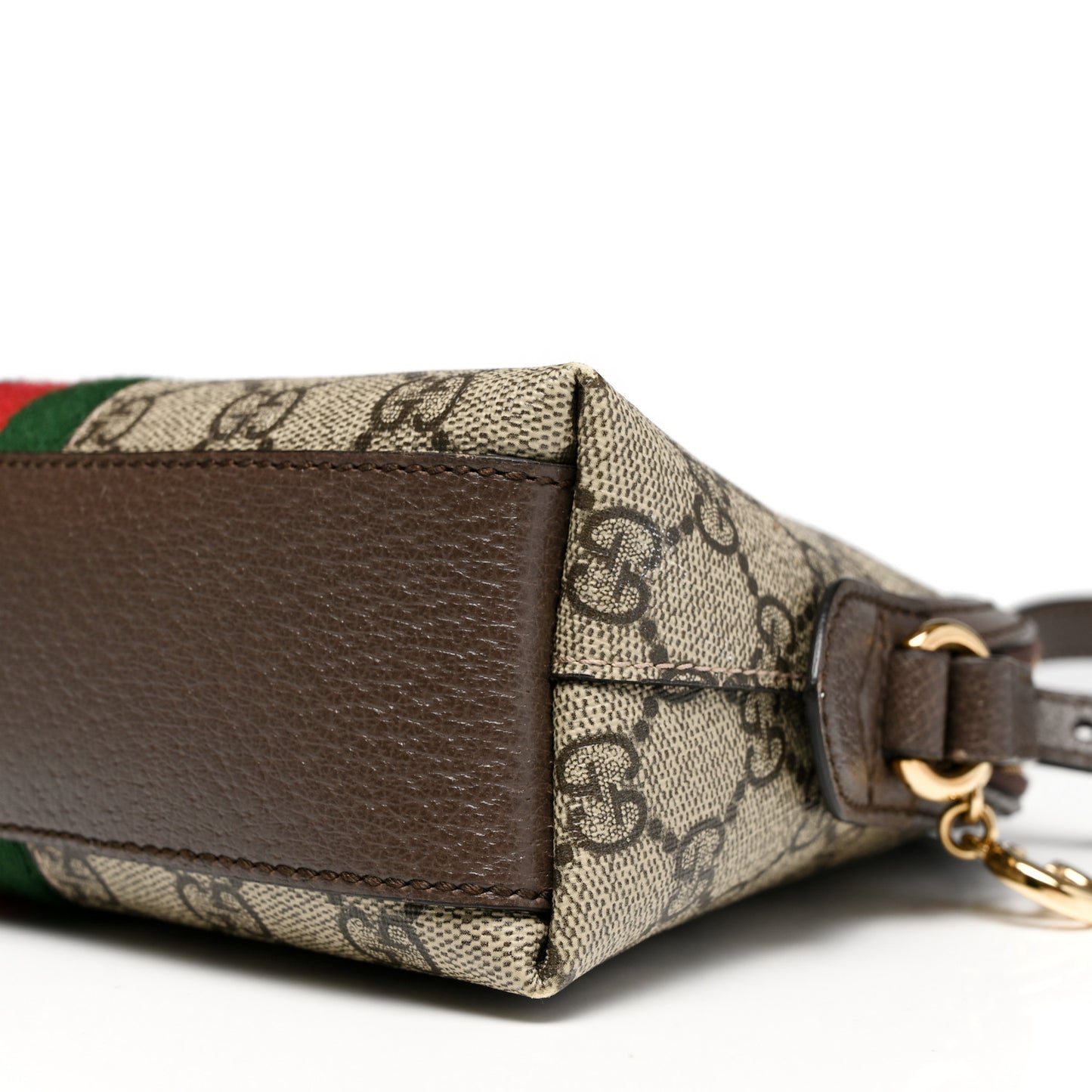 GG Supreme Monogram Textured Dollar Calfskin Web Small Ophidia Dome Shoulder Bag Beige Ebony New Acero