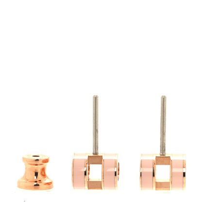 Hermes Gold Lacquered Mini Pop H Earrings Rose Dragee 3 of 6