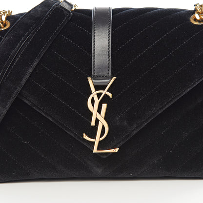 Saint Laurent Velvet Matelasse Chevron Medium Monogram Chain Bag Black 9 of 9