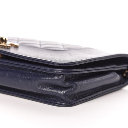 Chanel Sheepskin Quilted Mademoiselle Vintage Wallet On Chain WOC Navy 6 of 14