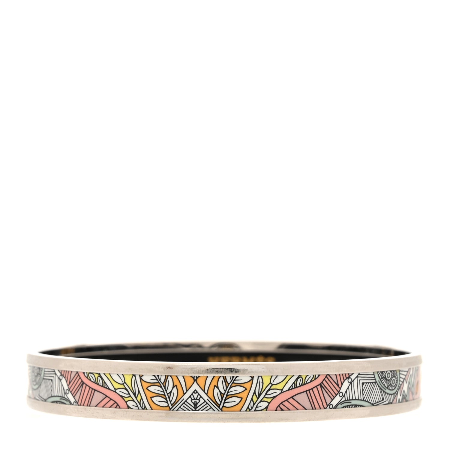 Hermes Enamel Printed Le Jardin De La Maharani Narrow Bracelet 65 Rose Candeur 1 of 6
