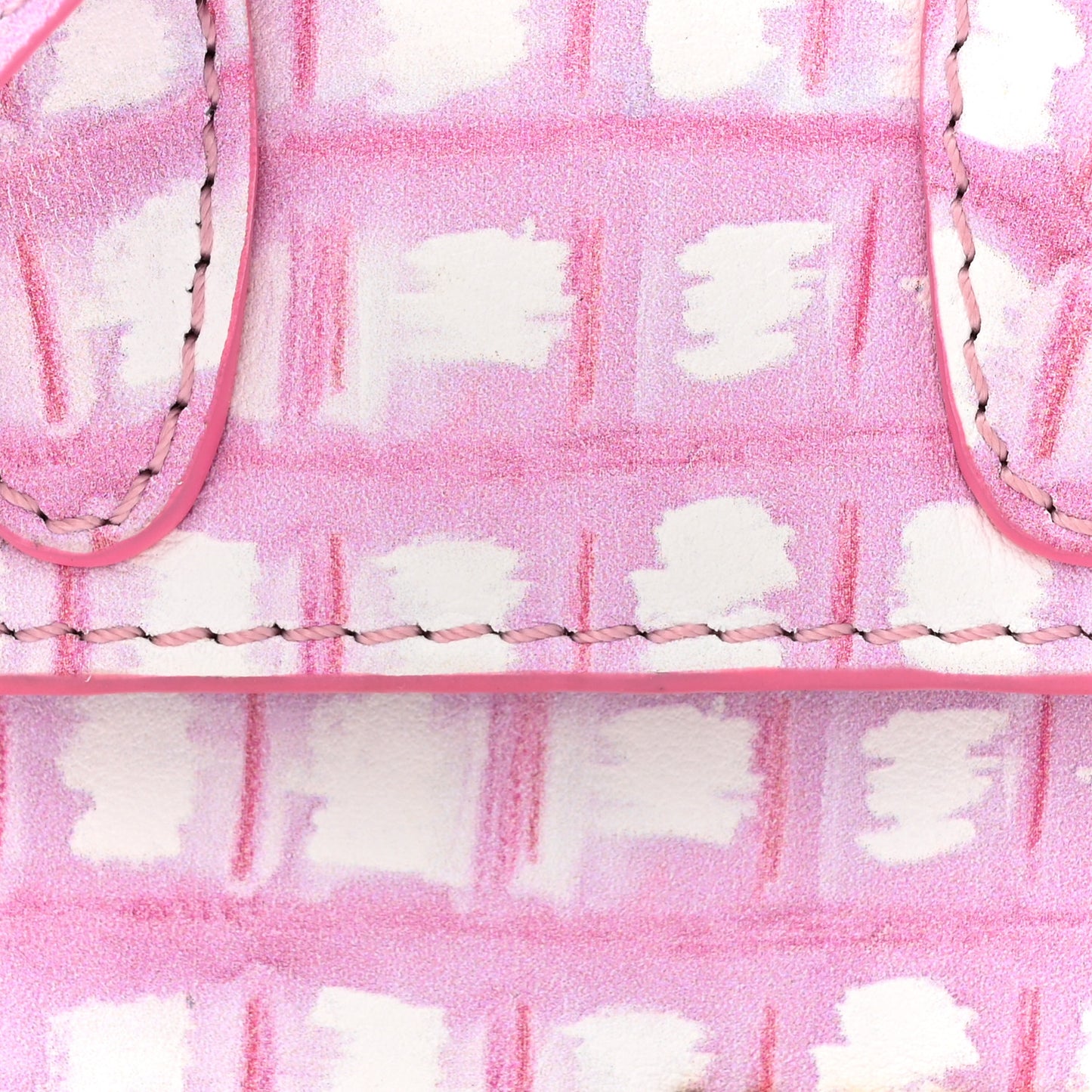 Smooth Calfskin Check Printed Le Chiquito Pink White