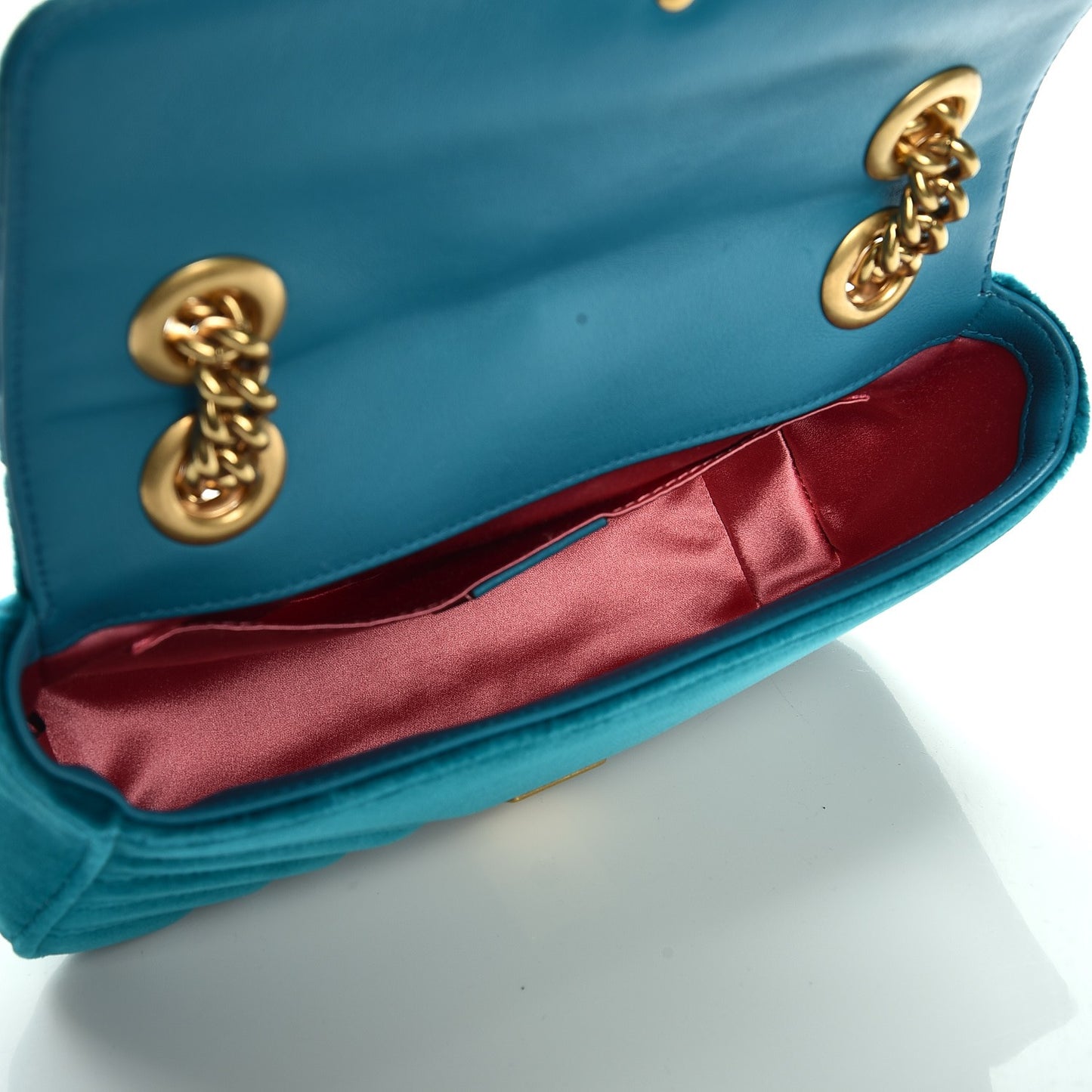 Velvet Matelasse Mini GG Marmont Shoulder Bag Pavone Cyan