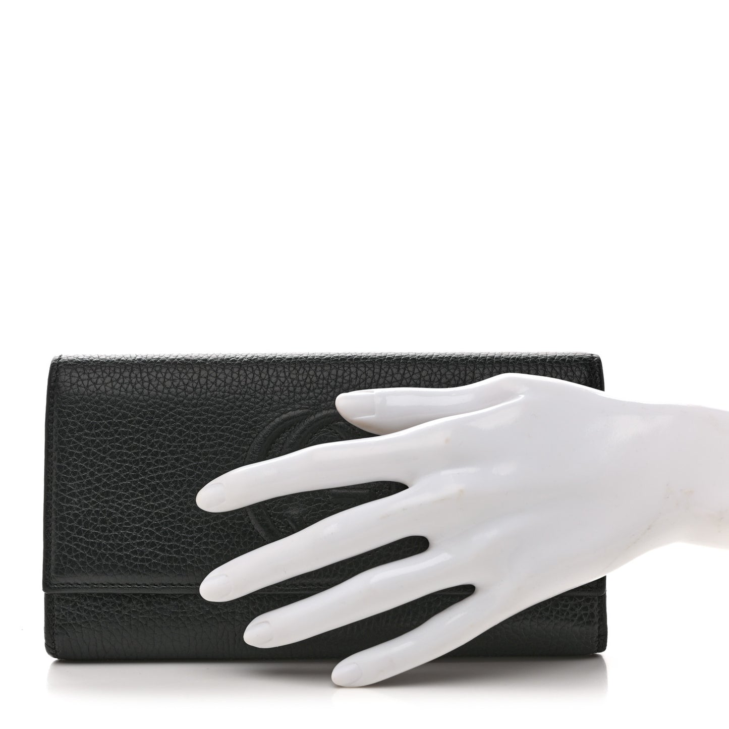 Pebbled Calfskin Large Soho Continental Wallet Black