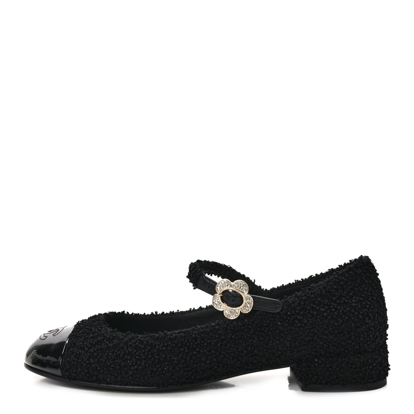 Tweed Patent Mary Jane Flats 41 Black