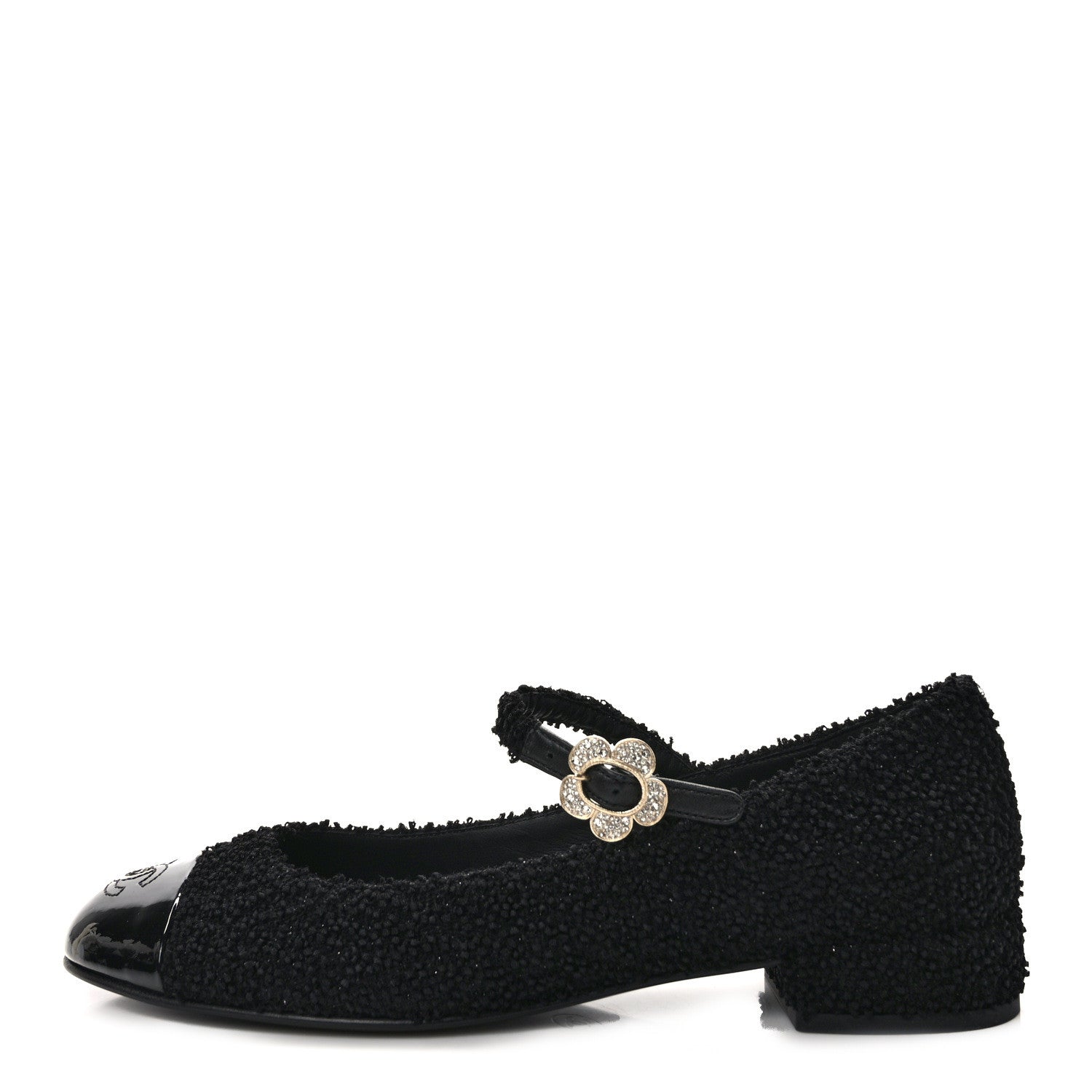 Chanel Tweed Patent Mary Jane Flats 41 Black 1 of 8
