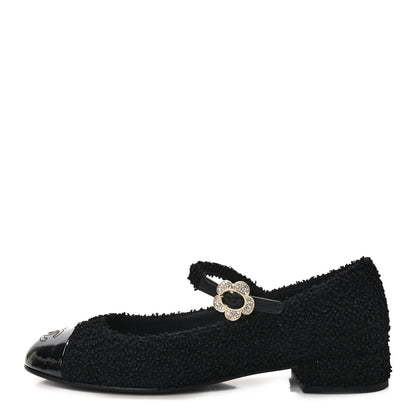 Chanel Tweed Patent Mary Jane Flats 41 Black 1 of 8