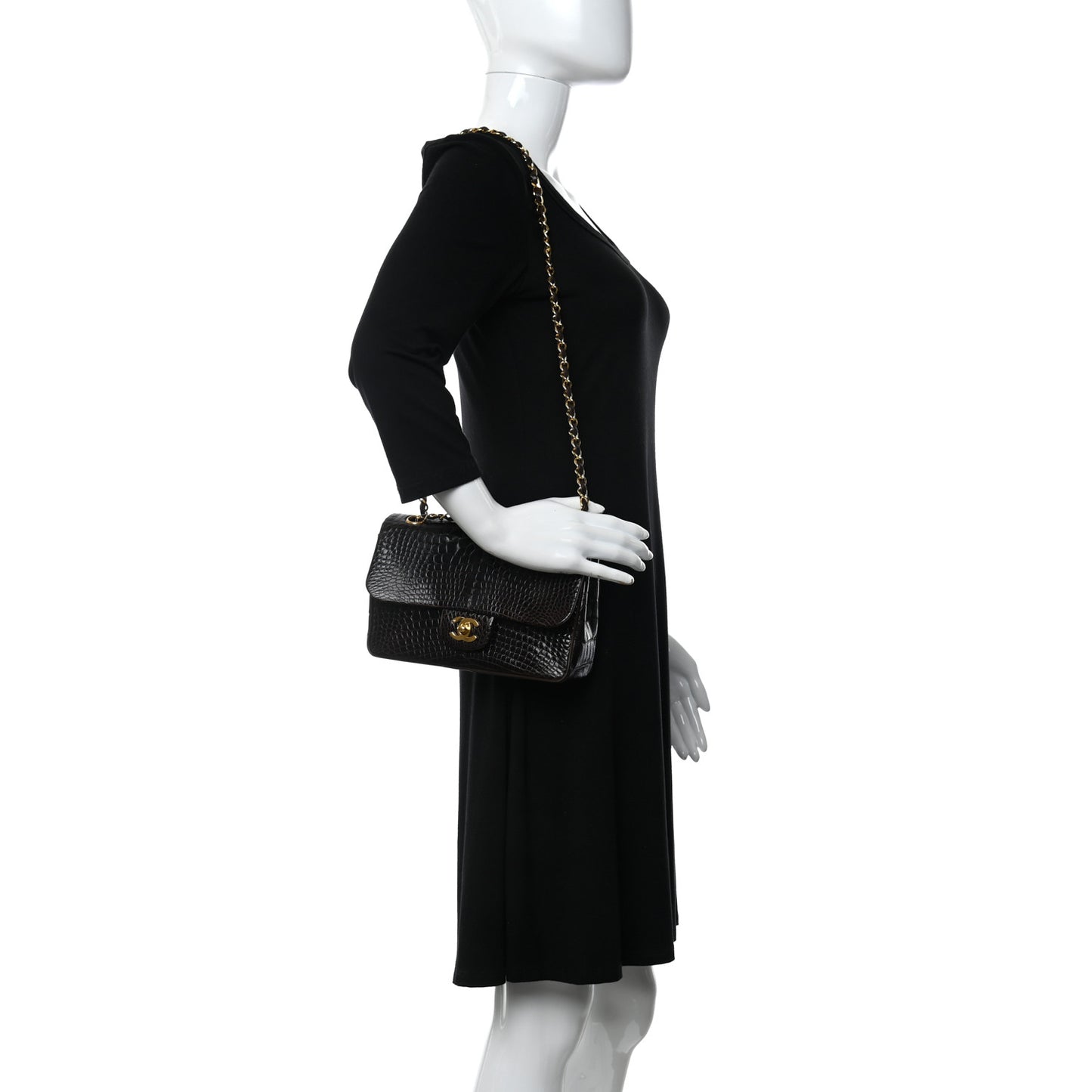 Alligator Small Double Flap Brown