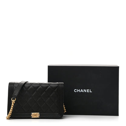 Chanel Caviar Quilted Boy Wallet On Chain WOC Black 12 of 12