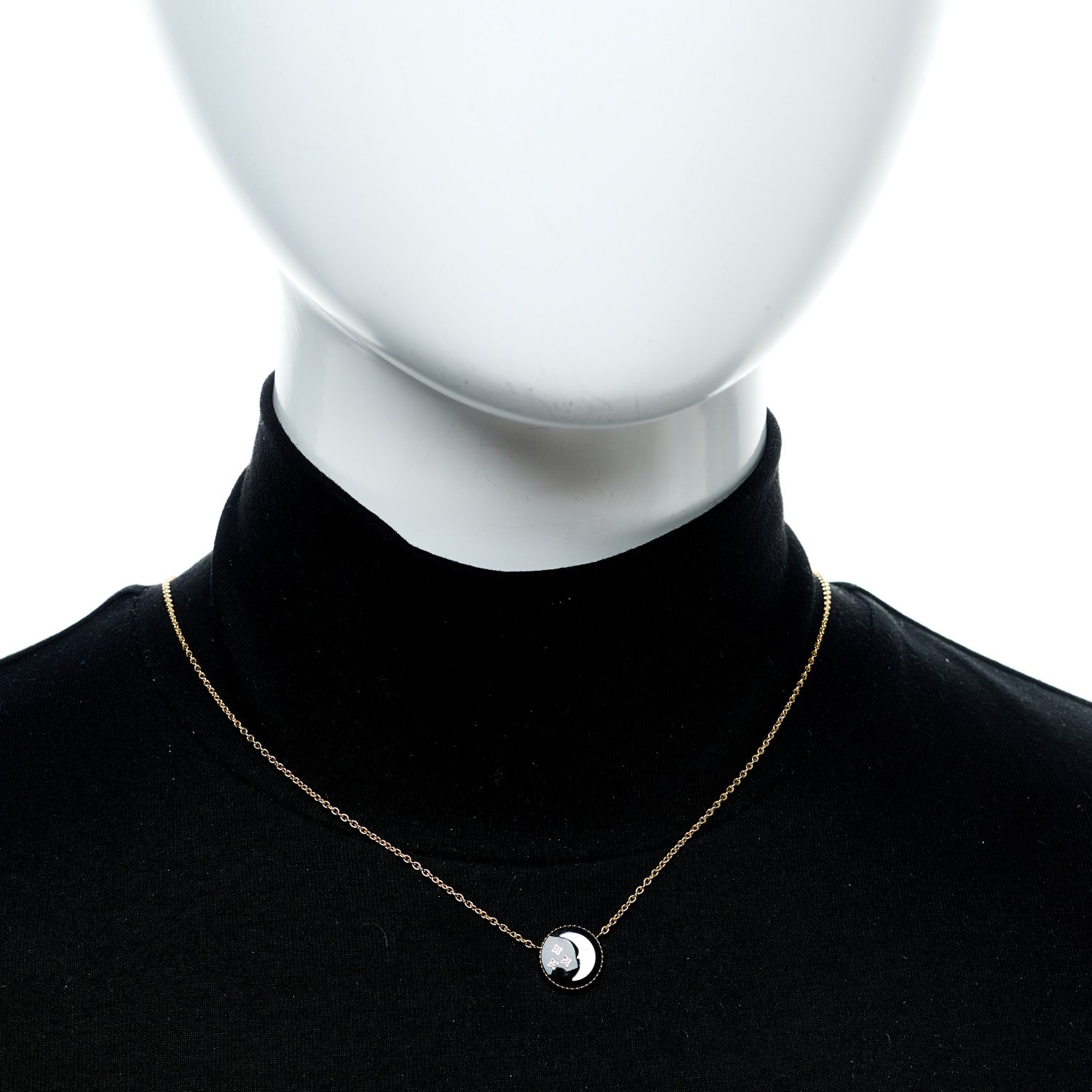 Christian Dior 18K Yellow Gold Platinum Diamond Black Onyx Mother of Pearl Rose Celeste Pendant Necklace 2 of 8