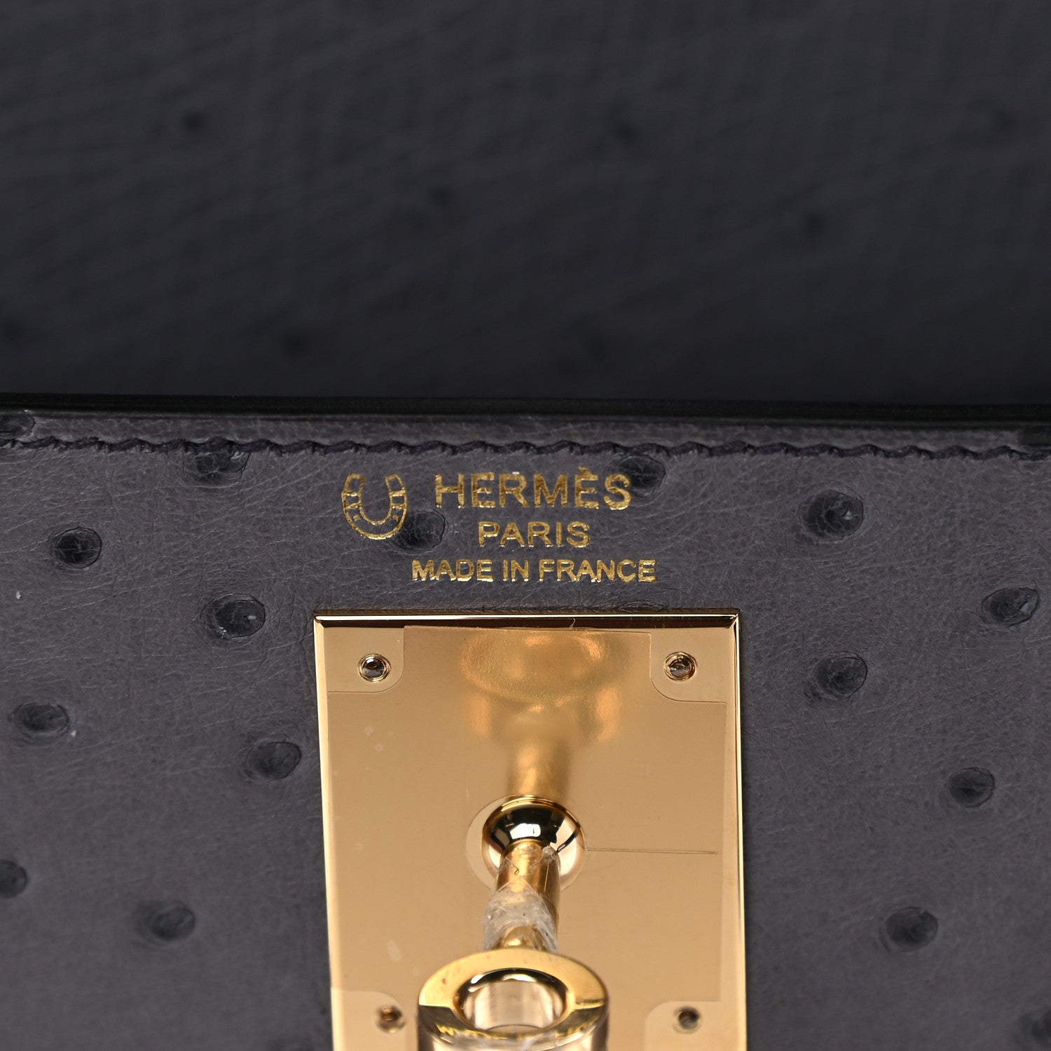Hermes Ostrich Horseshoe Kelly Sellier 28 Gris Agate Bleu Iris 6 of 9