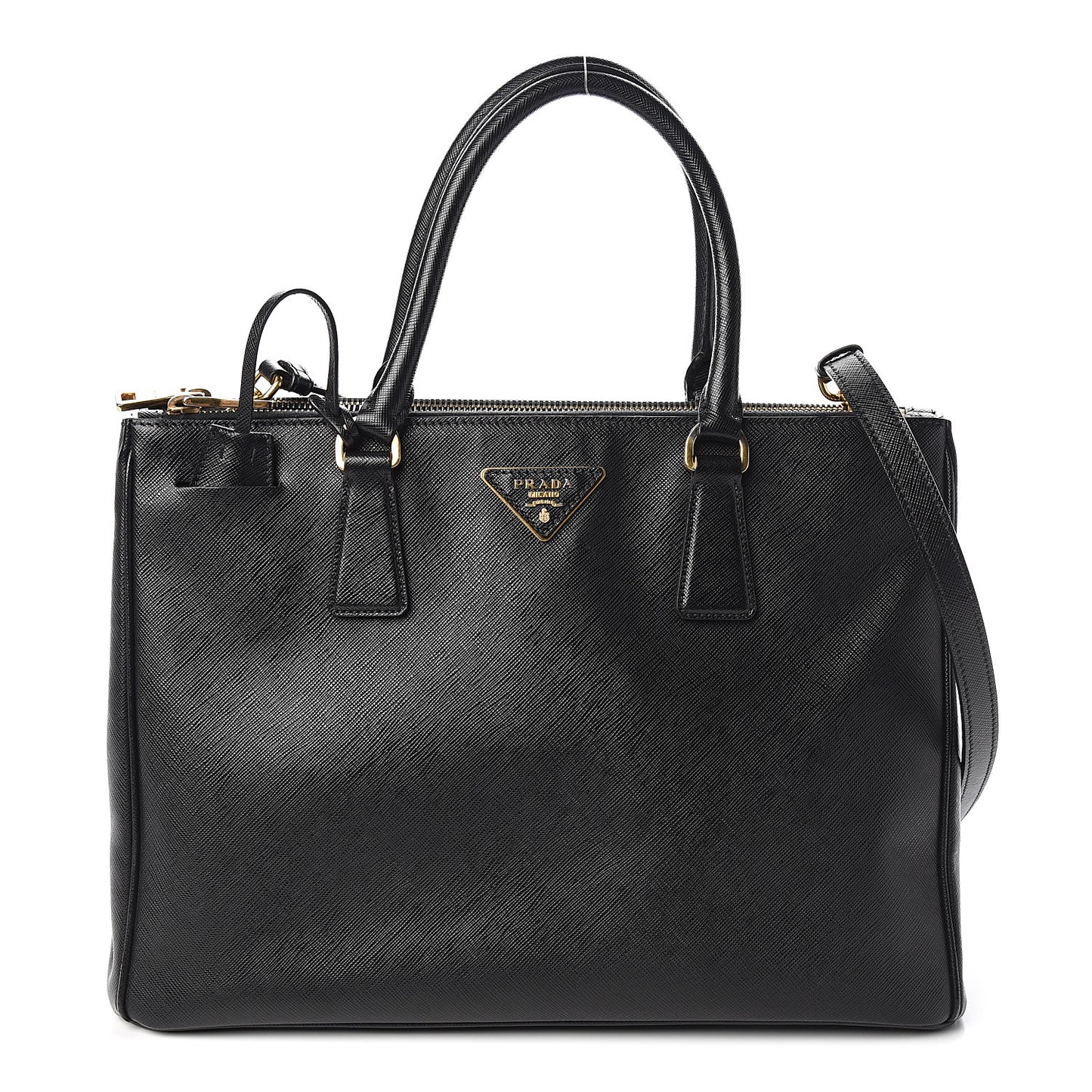 Saffiano Medium Galleria Double Zip Tote Black