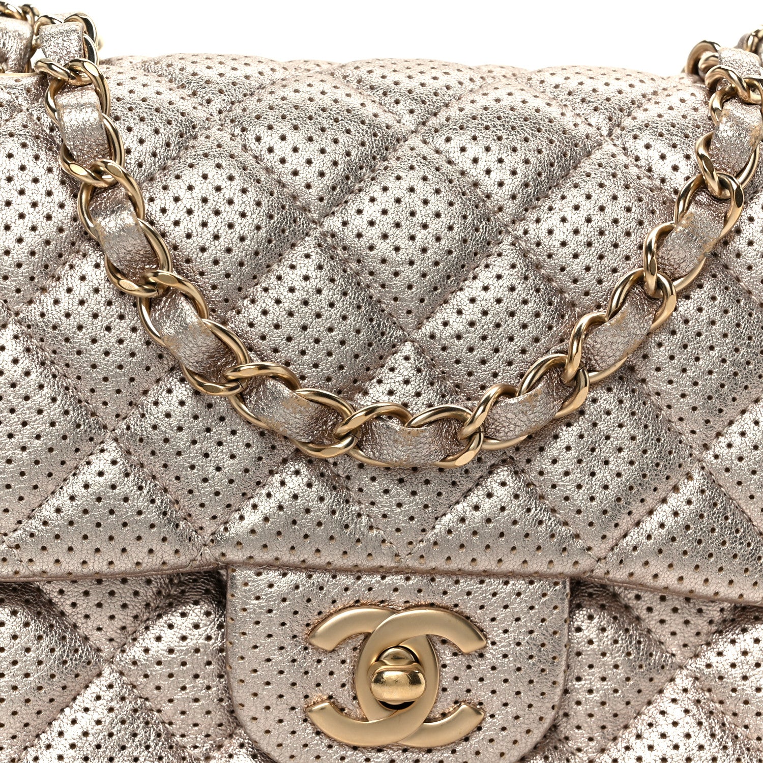 Chanel Metallic Lambskin Perforated Mini Square Flap Light Pink 9 of 11