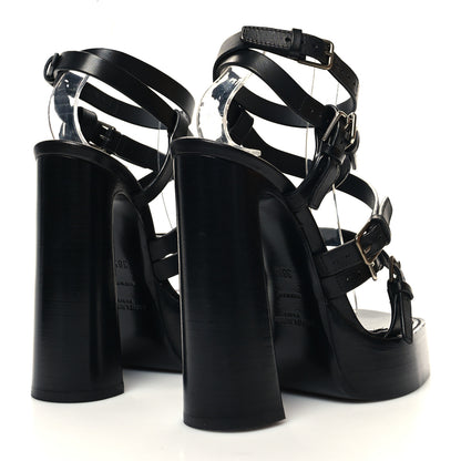 Saint Laurent Calfskin Platz Platform Sandals 36.5 Black 4 of 9