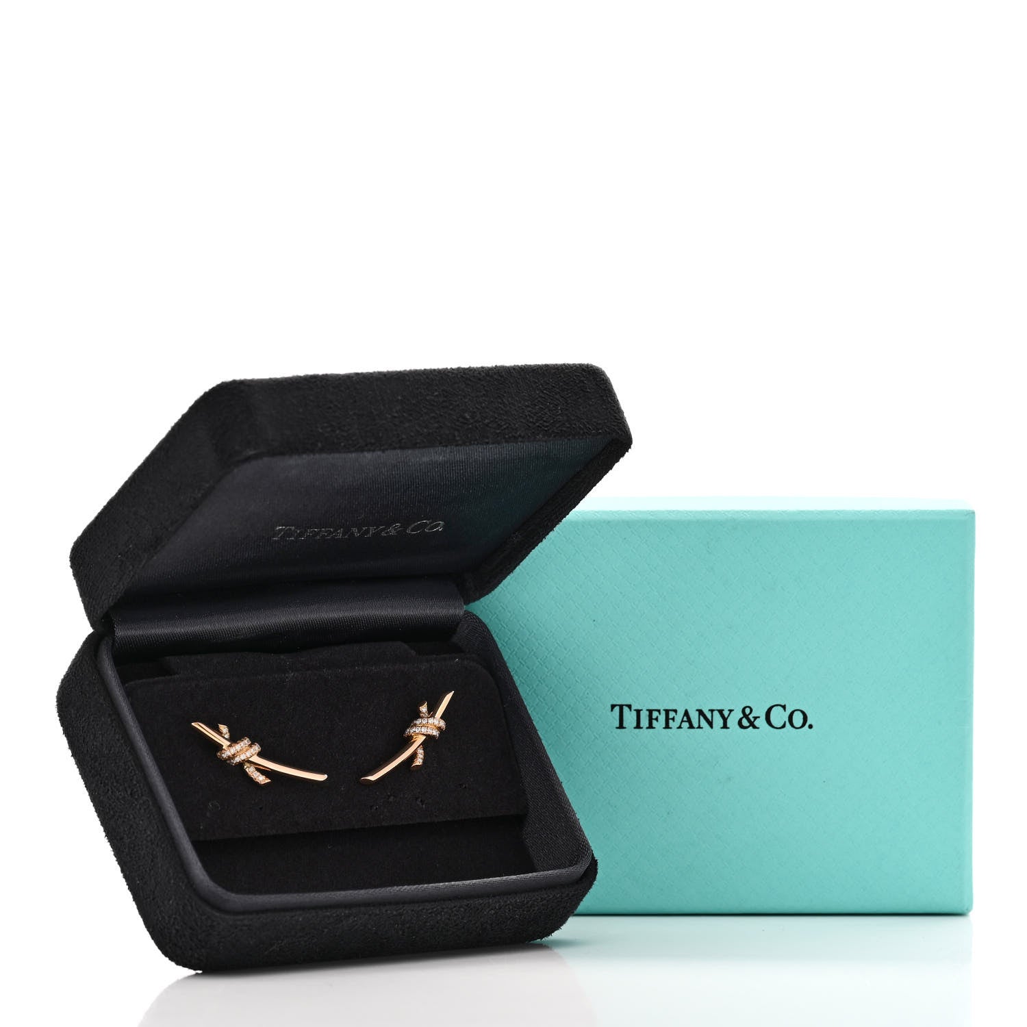 Tiffany 18K Rose Gold Diamond Tiffany Knot Earrings 6 of 6
