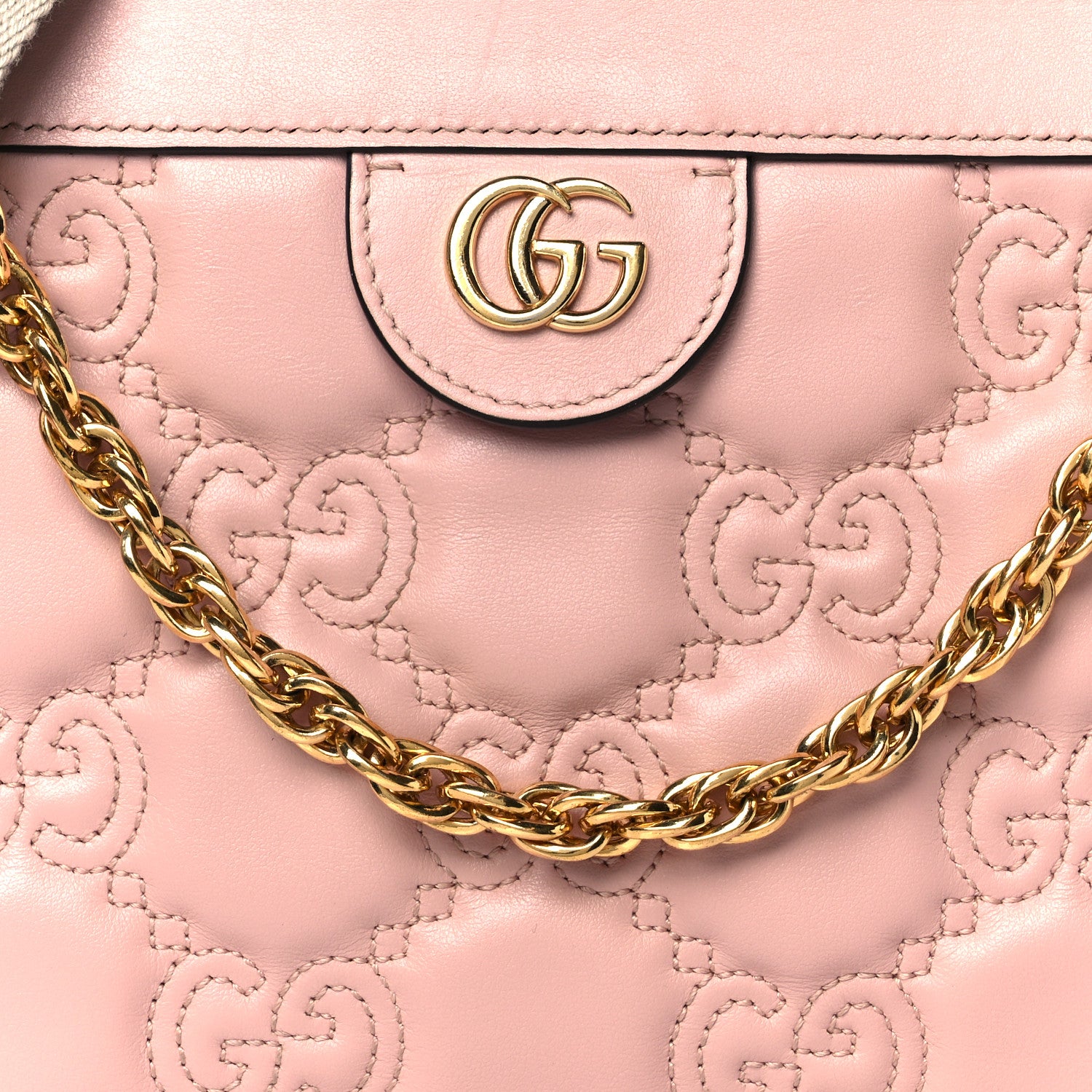 Gucci Calfskin GG Matelasse Small Slim Chain Shoulder Bag Perfect Pink Natural 9 of 11