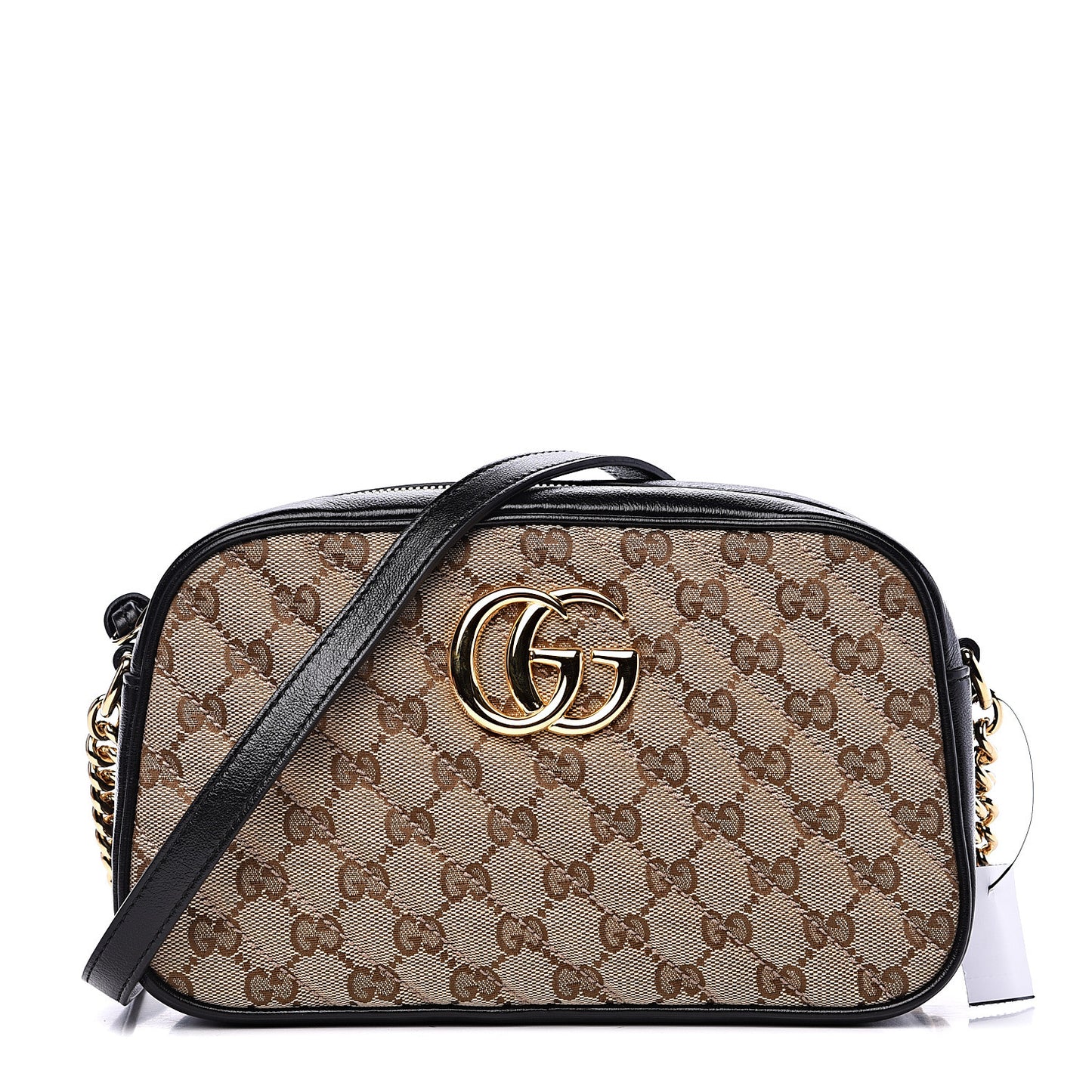 Monogram Matelasse Diagonal Small GG Marmont Chain Shoulder Bag Beige Black