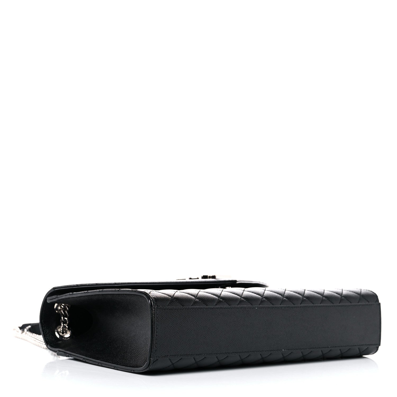 Saint Laurent Grain De Poudre Textured Mixed Matelasse Large Triquilt Monogram Satchel Black 3 of 12