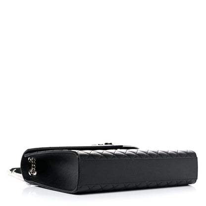 Saint Laurent Grain De Poudre Textured Mixed Matelasse Large Triquilt Monogram Satchel Black 3 of 12