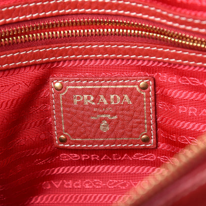 Prada Vitello Daino Top Handle Shoulder Bag Rosso 6 of 12
