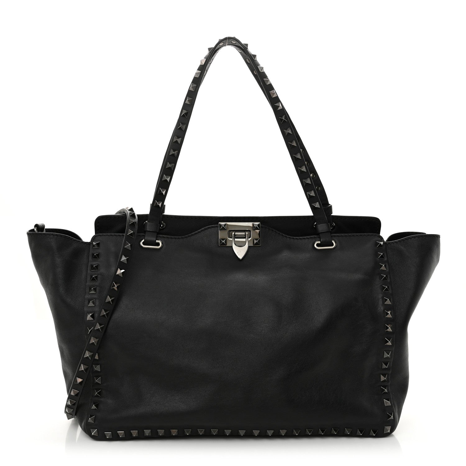 Valentino Garavani Vitello Medium Rockstud Tote Black 1 of 9
