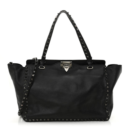 Valentino Garavani Vitello Medium Rockstud Tote Black 1 of 9