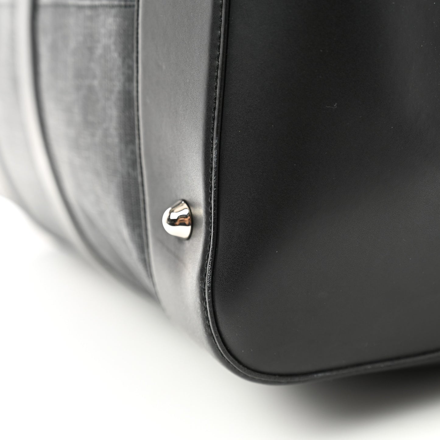 Soft GG Supreme Monogram Appia Calfskin Web Large Carry On Duffle Bag Black Grey
