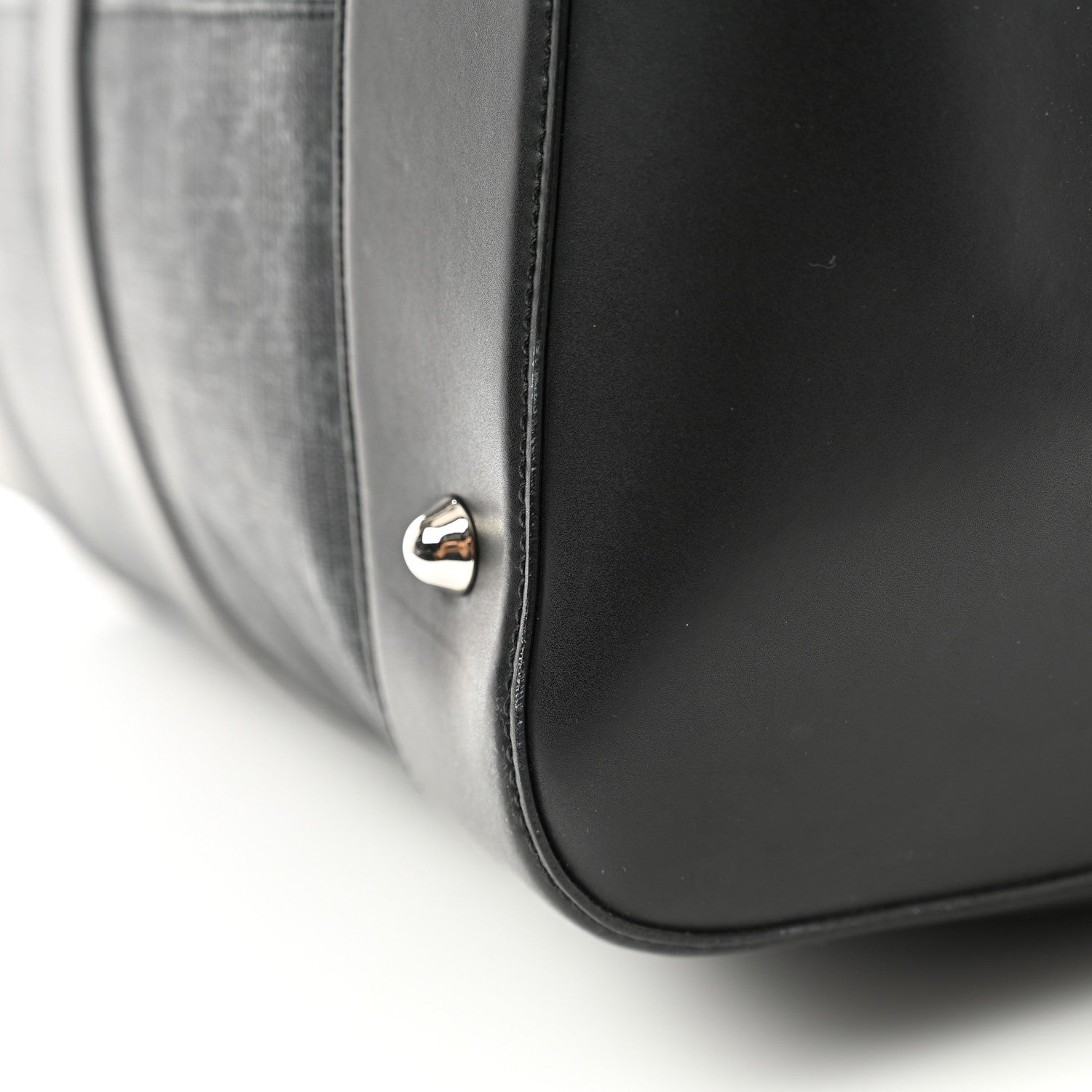 Gucci Soft GG Supreme Monogram Appia Calfskin Web Large Carry On Duffle Bag Black Grey 13 of 16