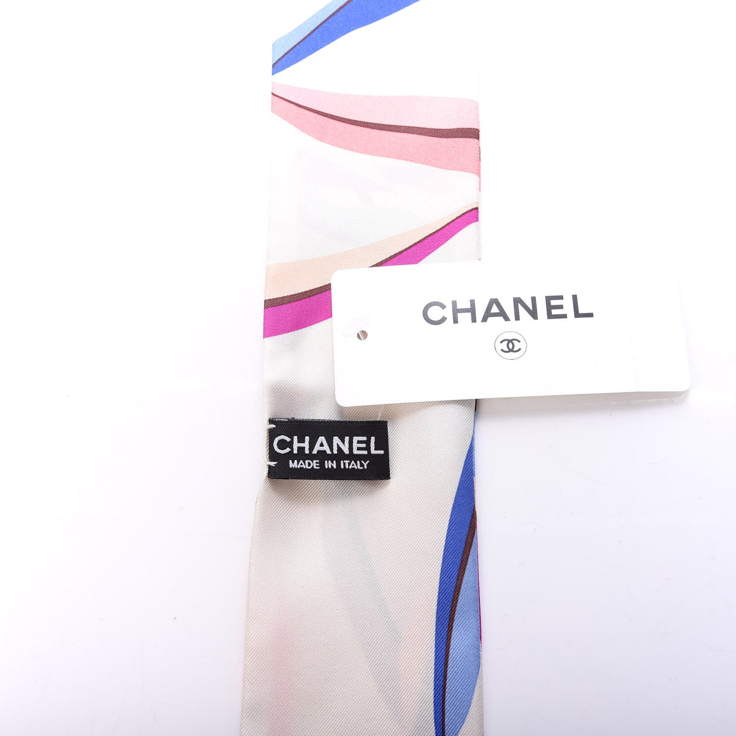 Chanel Silk CC Slim Bandeau Scarf White 3 of 3