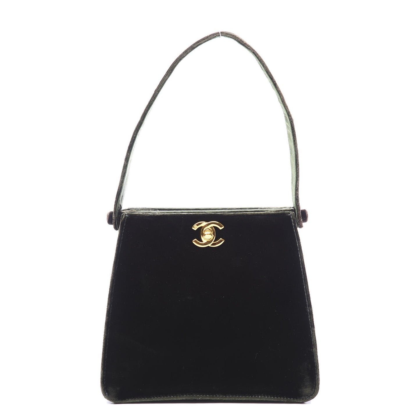 Velvet Top Handle Evening Bag Dark Green