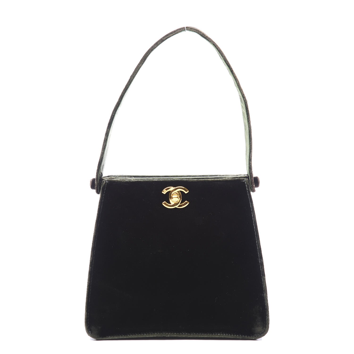 Chanel Velvet Top Handle Evening Bag Dark Green 1 of 9