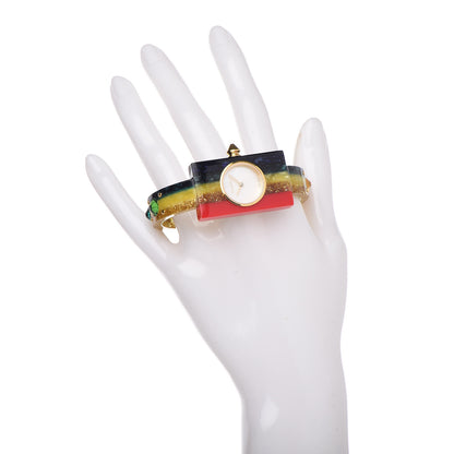 Gucci Stainless Steel Plexiglass Mother of Pearl 24mm Rainbow Quartz Watch 2 of 6
