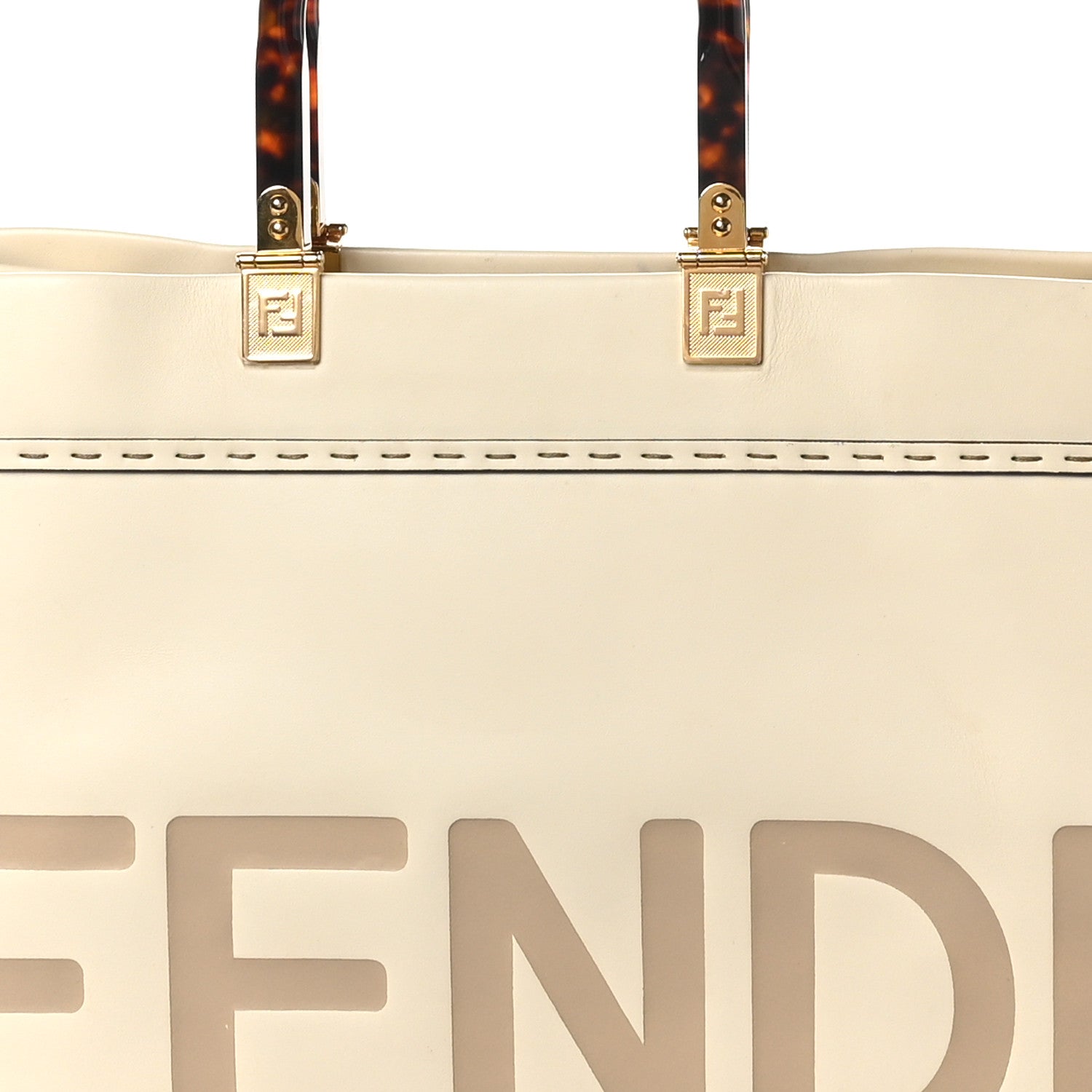 Fendi Vitello King Plexiglass Logo Embossed Large Fendi Sunshine Shopper Tote White Ice 6 of 10