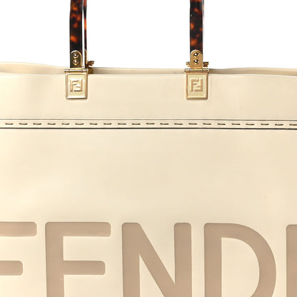 Fendi Vitello King Plexiglass Logo Embossed Large Fendi Sunshine Shopper Tote White Ice 6 of 10