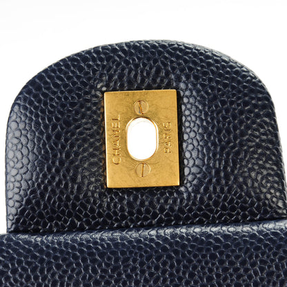Chanel Caviar Quilted Jumbo Double Flap Navy Blue 5 of 8