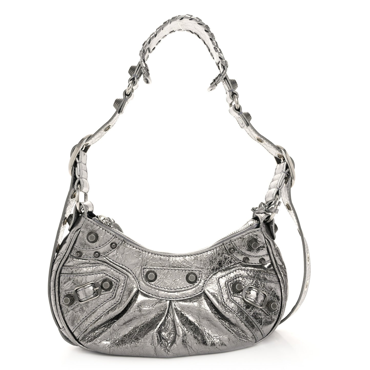 Metallic Agneau Arena Le Cagole Shoulder Bag XS Silver