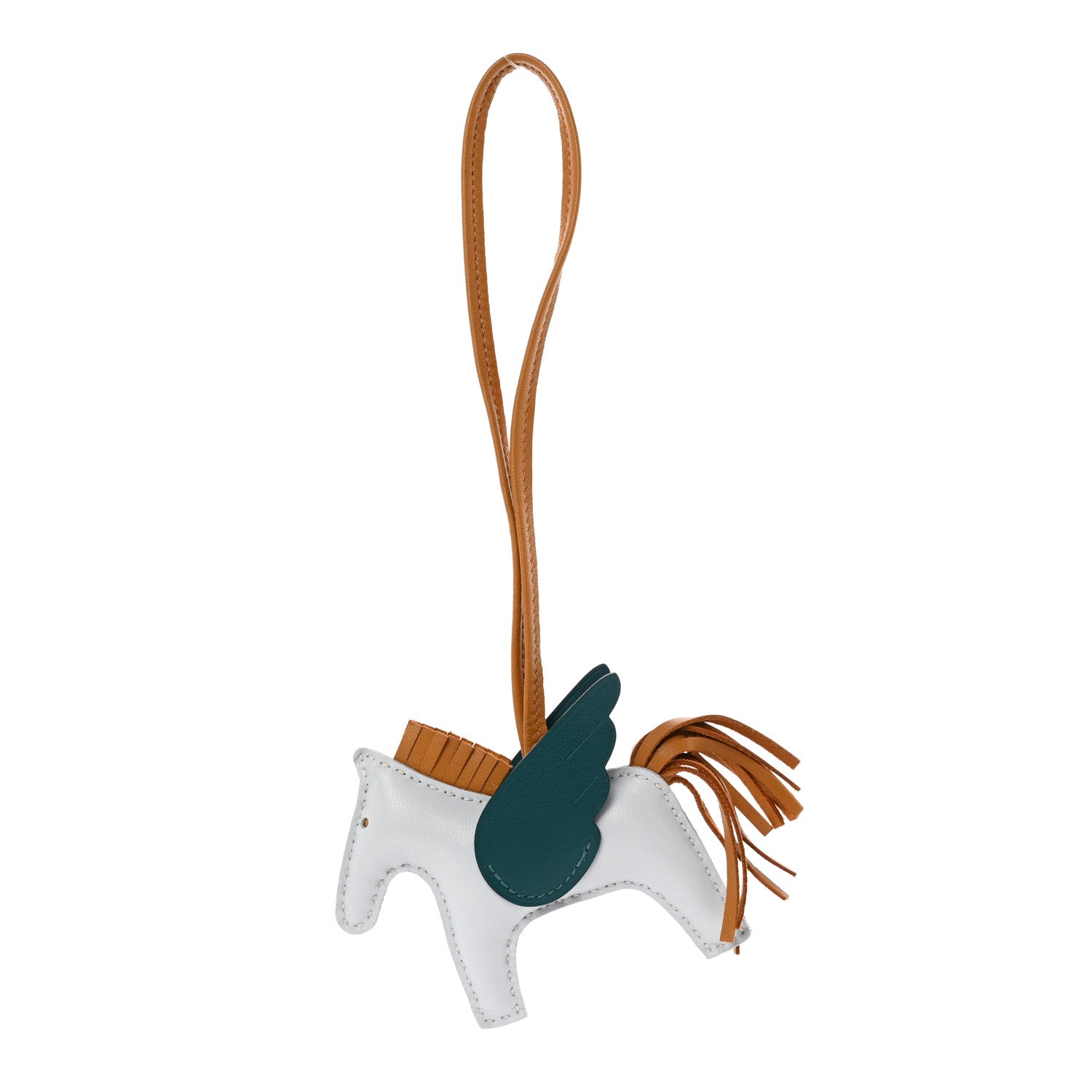 Hermes Milo Lambskin Grigri Rodeo Pegase Horse Bag Charm PM Bleu Brume Sesame Vert Bosphore 1 of 5