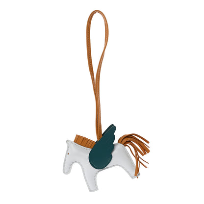 Hermes Milo Lambskin Grigri Rodeo Pegase Horse Bag Charm PM Bleu Brume Sesame Vert Bosphore 1 of 5