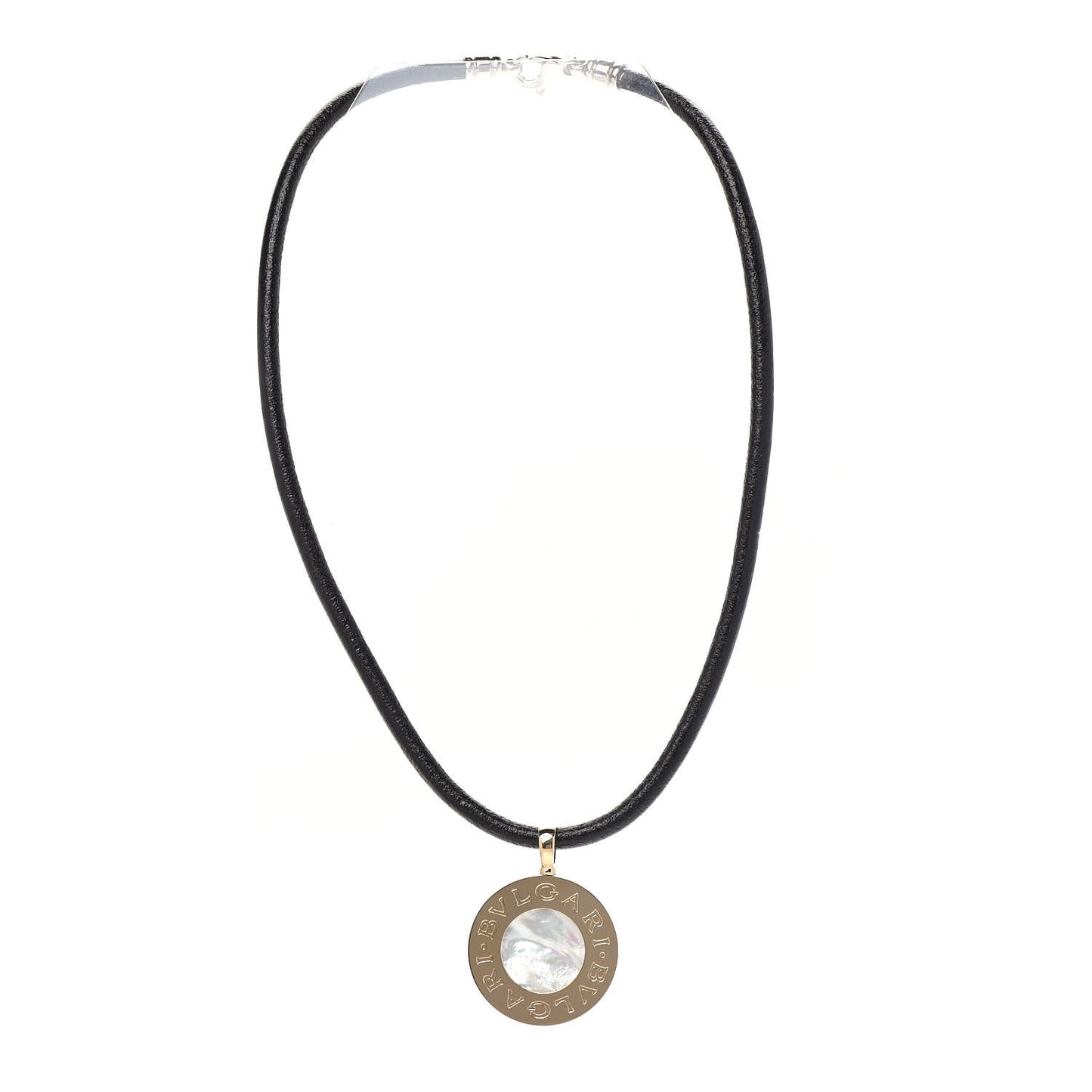Stainless Steel 18K Yellow Gold Black Onyx Mother of Pearl BVLGARI BVLGARI Cord Pendant Necklace