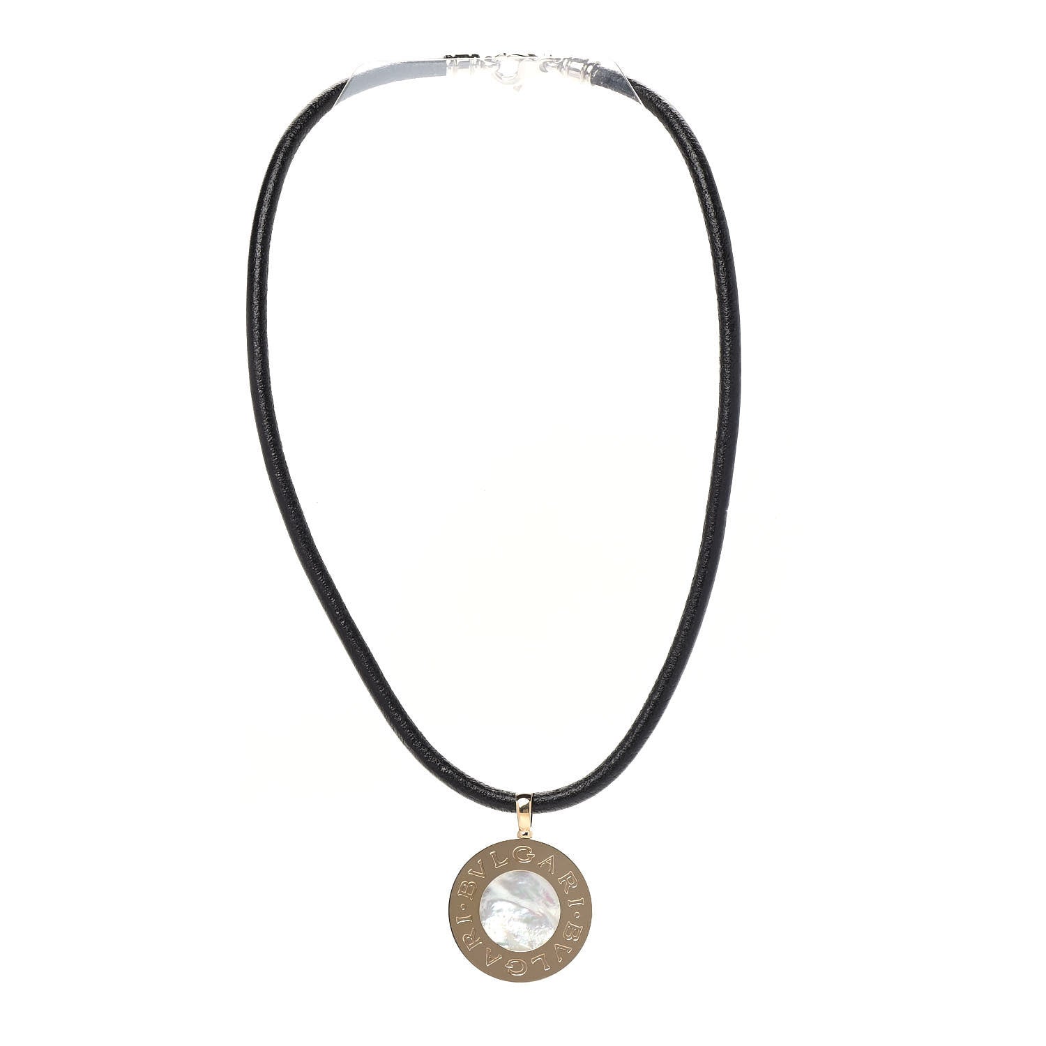 Bulgari Stainless Steel 18K Yellow Gold Black Onyx Mother of Pearl BVLGARI BVLGARI Cord Pendant Necklace 3 of 7