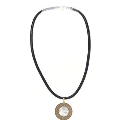 Bulgari Stainless Steel 18K Yellow Gold Black Onyx Mother of Pearl BVLGARI BVLGARI Cord Pendant Necklace 3 of 7