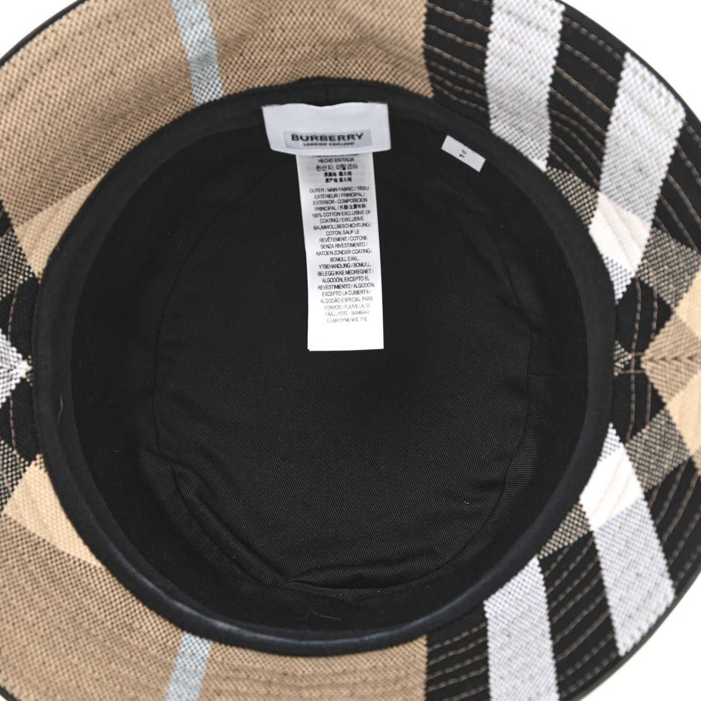 Cotton Canvas Giant Check Bucket Hat S Dusty Sand