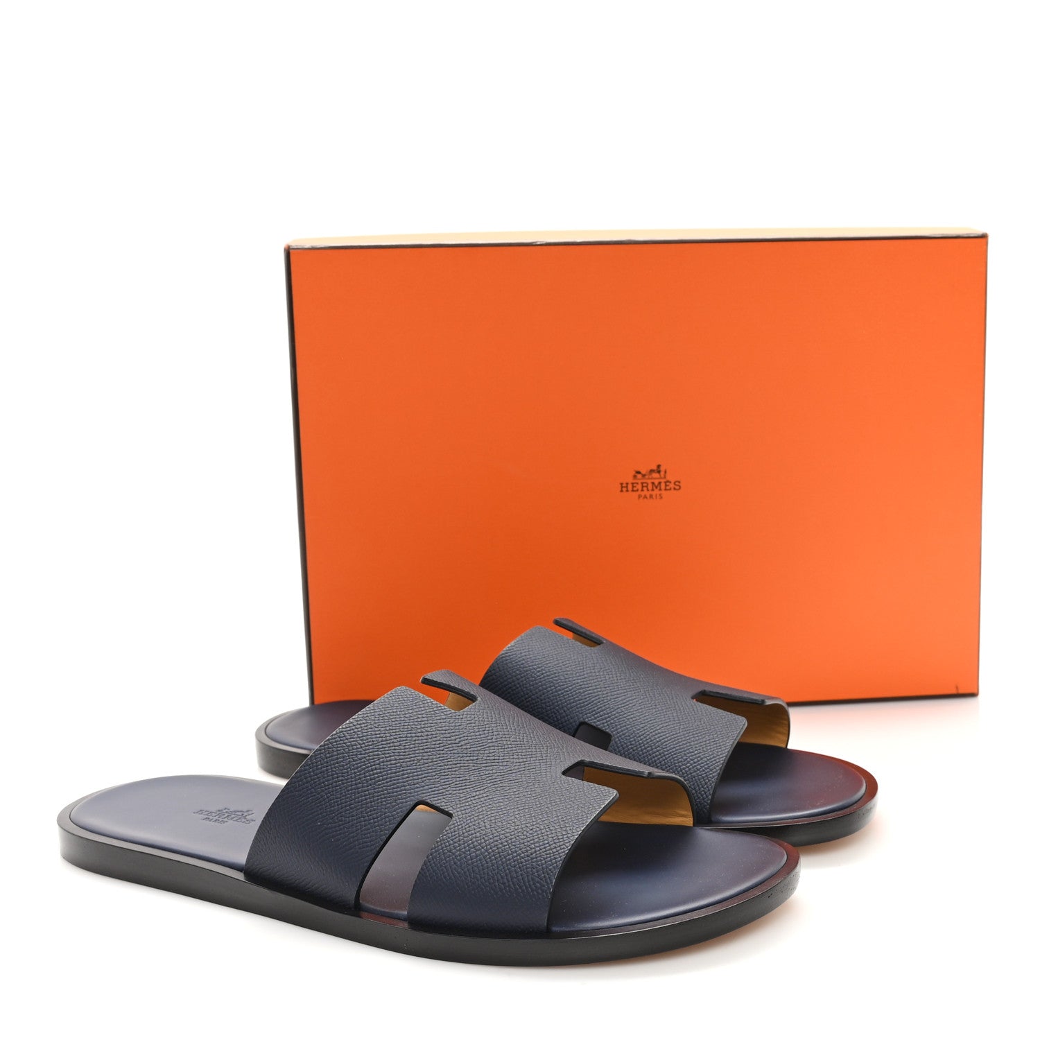 Hermes Epsom Mens Izmir Sandals 45.5 Marine 10 of 10