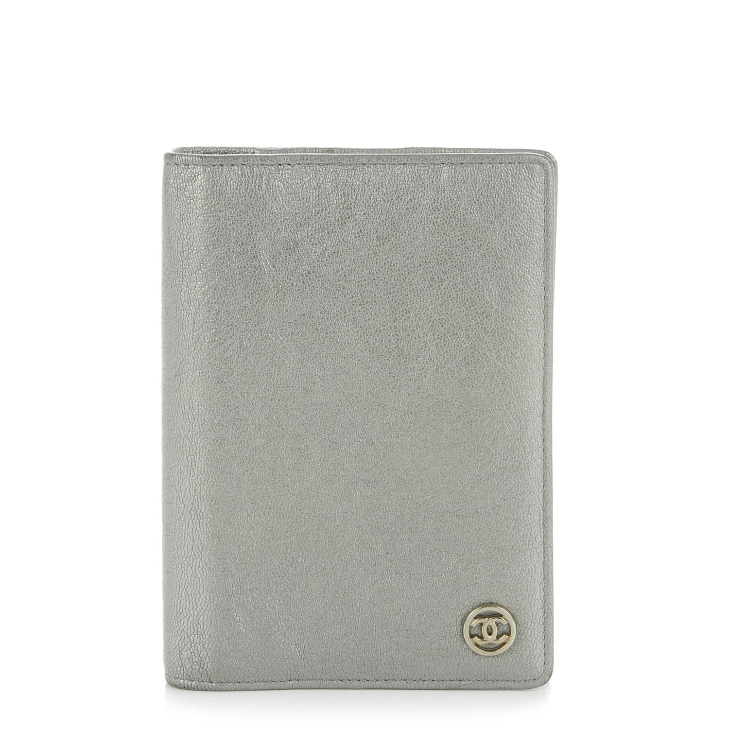 Chanel Grained Metallic Calfskin Small CC Pocket Agenda Cover Silver 1 of 8