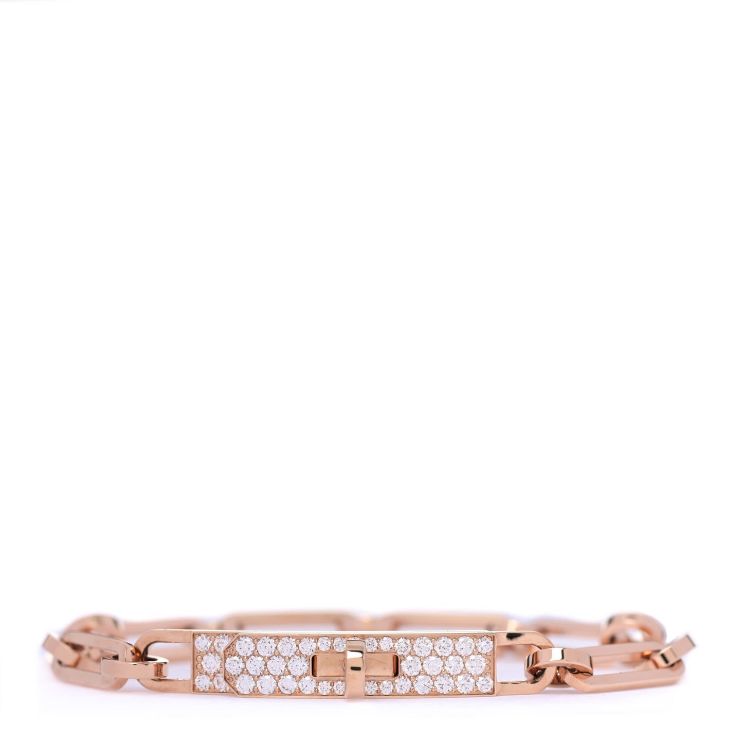 18K Rose Gold Diamond Pave PM Kelly Chaine Bracelet XS