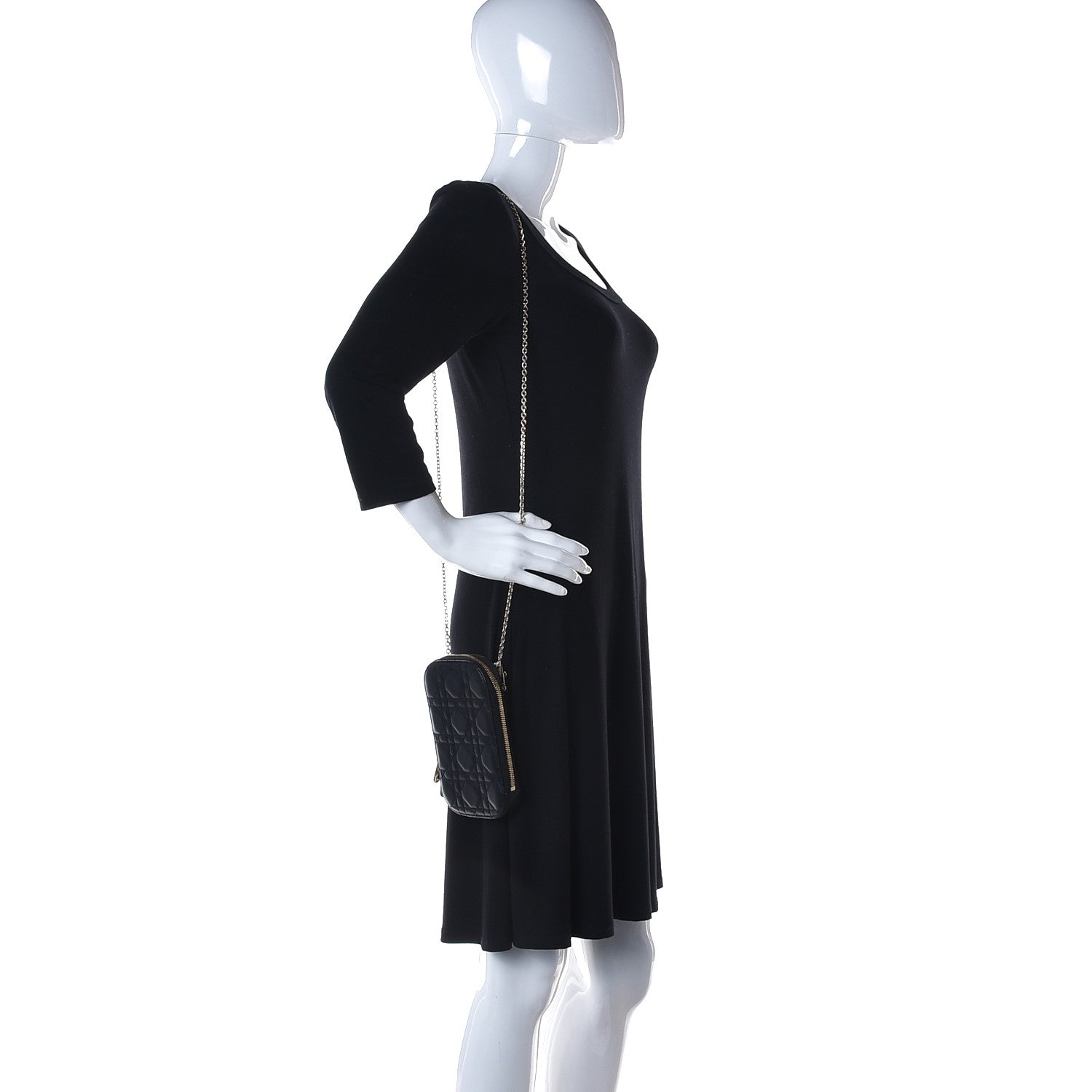 Christian Dior Lambskin Cannage Lady Dior Phone Holder Black 2 of 10