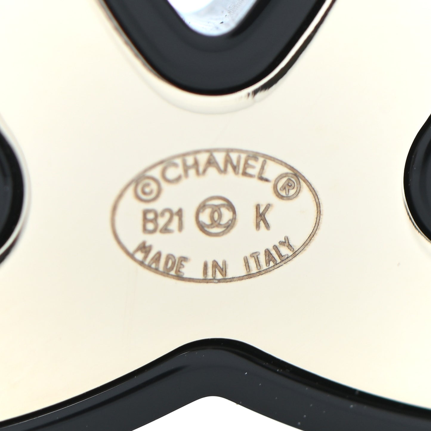 Resin Crystal CC Brooch Black