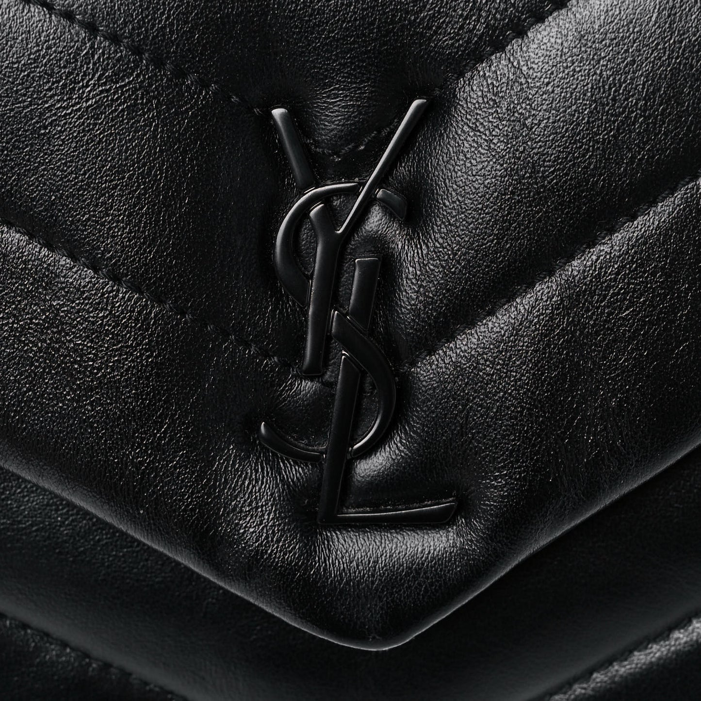 Calfskin Y Quilted Monogram Toy Loulou Crossbody Bag Black