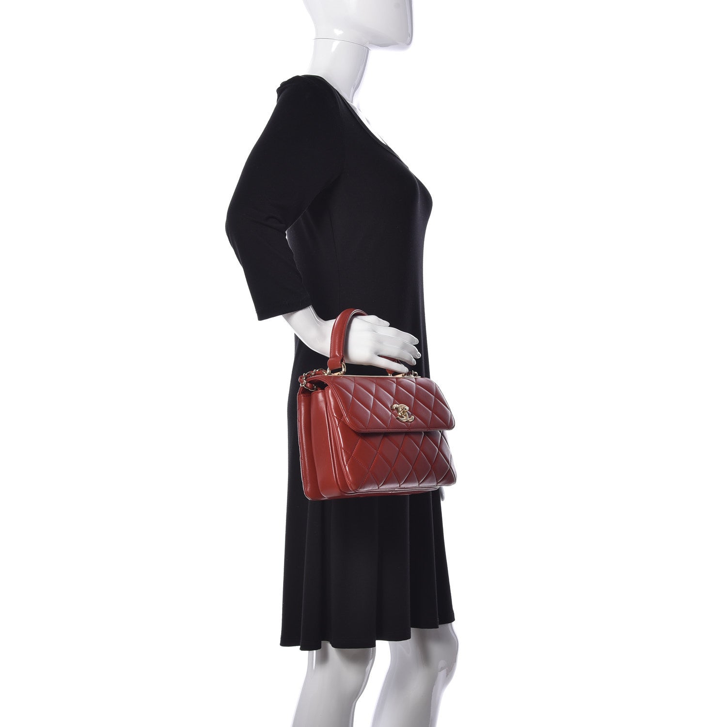 Chanel Lambskin Quilted Small Trendy CC Flap Dual Handle Bag Red 3 of 11