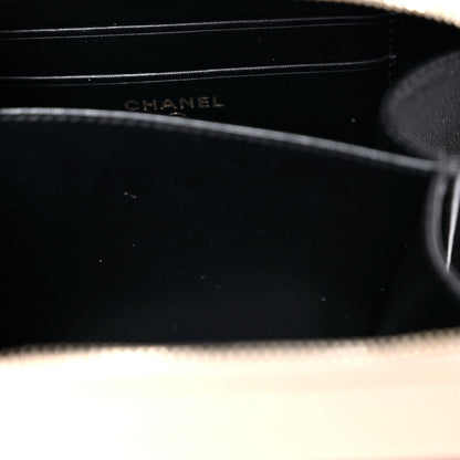 Chanel Caviar Quilted CC Filigree Vanity Clutch With Chain Beige Black 10 of 10